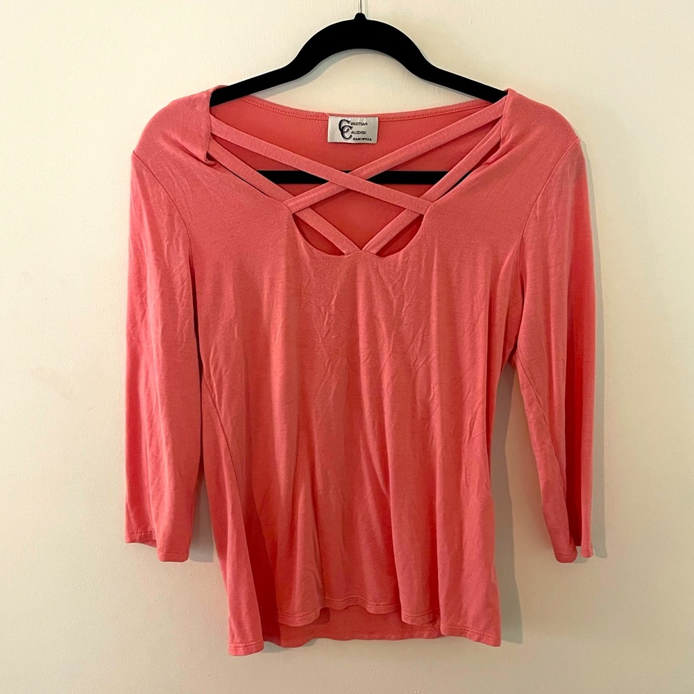Pink, soft 3/4 length sleeve top